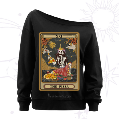 Purplehecate The Pizza Tarot Card Off The Shoulder Sweatshirt