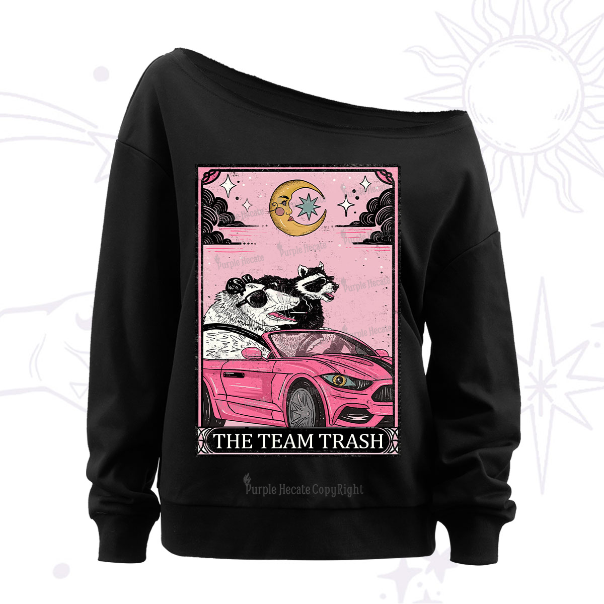 Purplehecate The Team Trash Tarot Card Off The Shoulder Sweatshirt