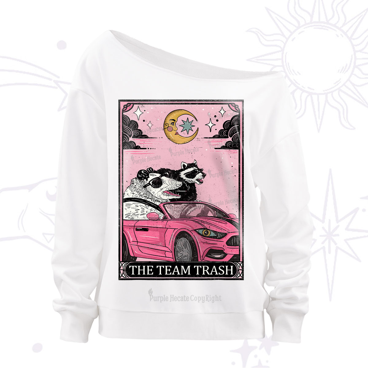 Purplehecate The Team Trash Tarot Card Off The Shoulder Sweatshirt