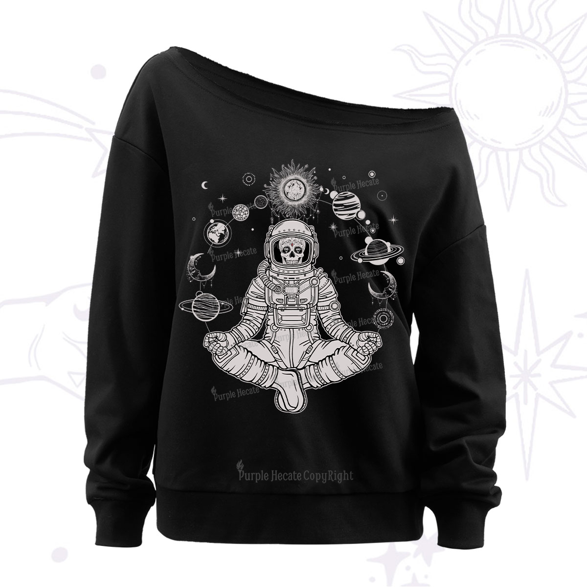 Purplehecate Cosmic Meditator Off The Shoulder Sweatshirt