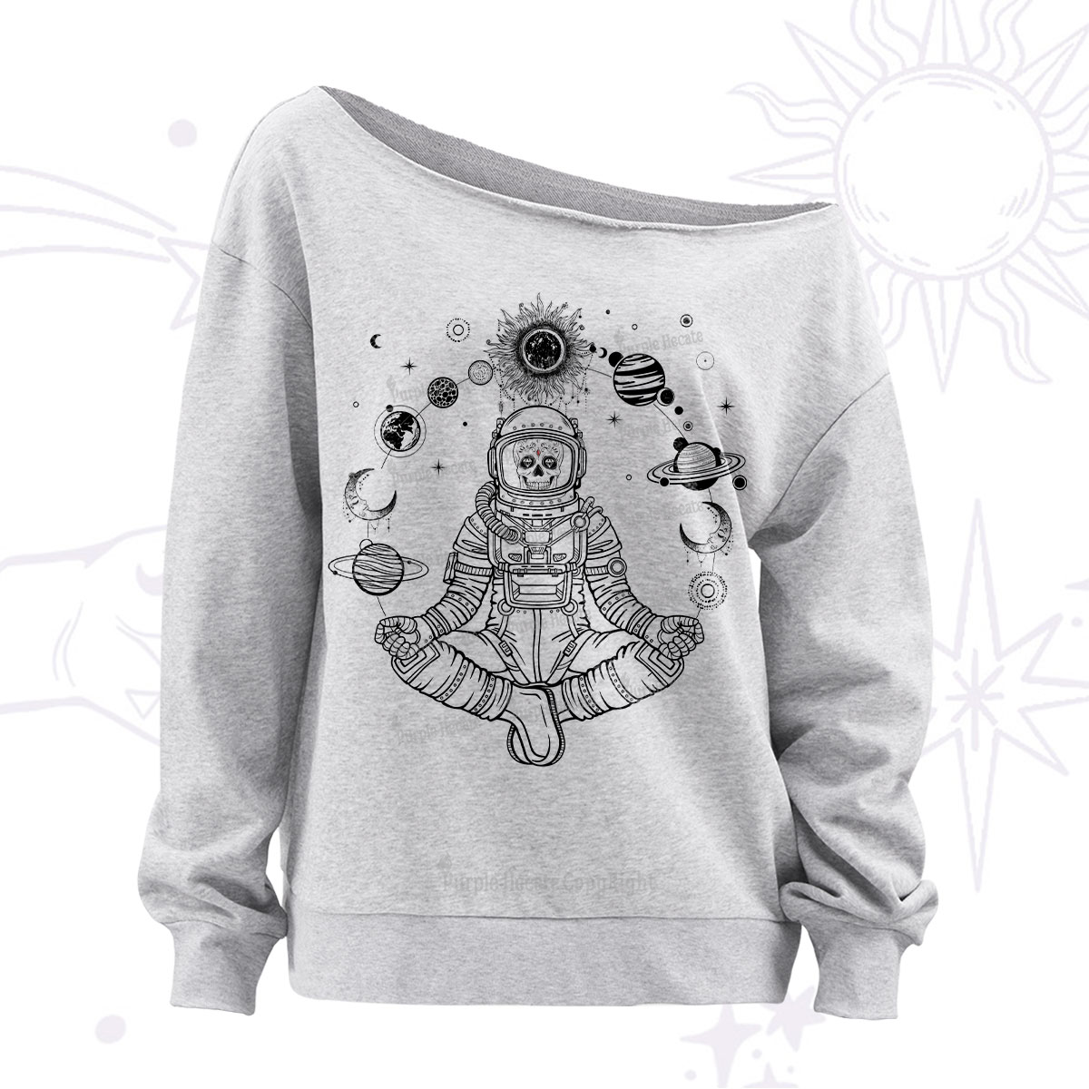 Purplehecate Cosmic Meditator Off The Shoulder Sweatshirt