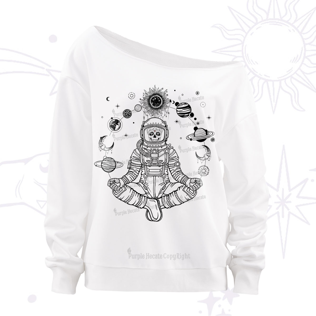 Purplehecate Cosmic Meditator Off The Shoulder Sweatshirt