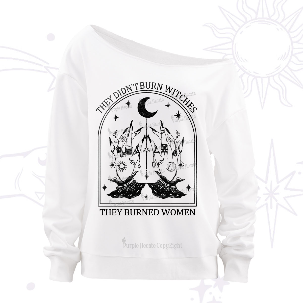 Purplehecate They Didn't Burn Witches Off The Shoulder Sweatshirt