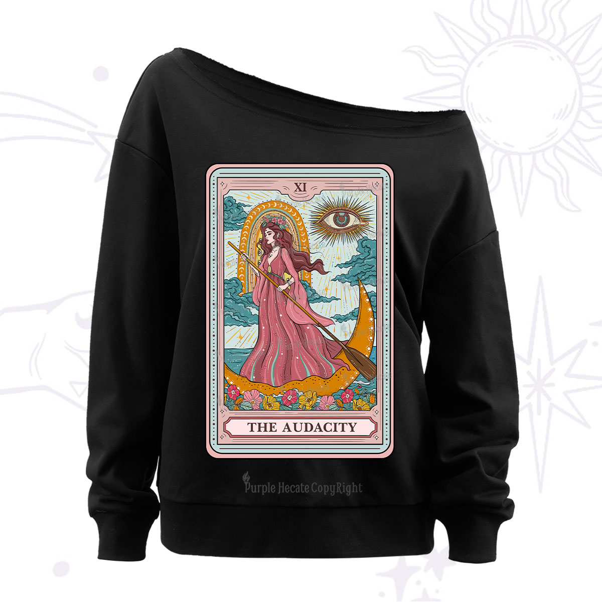 Purplehecate The Audacity Goddess Tarot Off The Shoulder Sweatshirt