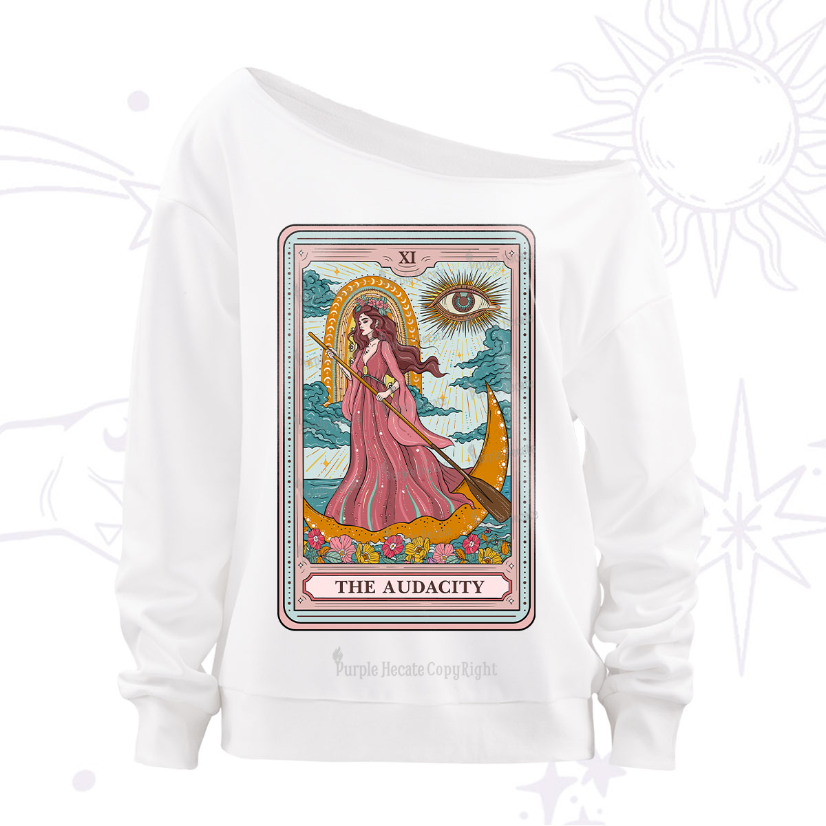 Purplehecate The Audacity Goddess Tarot Off The Shoulder Sweatshirt