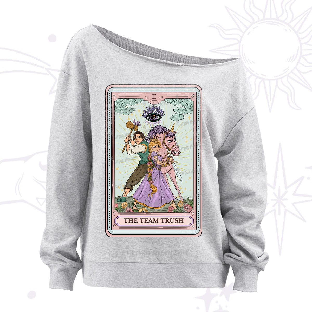 Purplehecate The Team Trush Tarot Card Off The Shoulder Sweatshirt