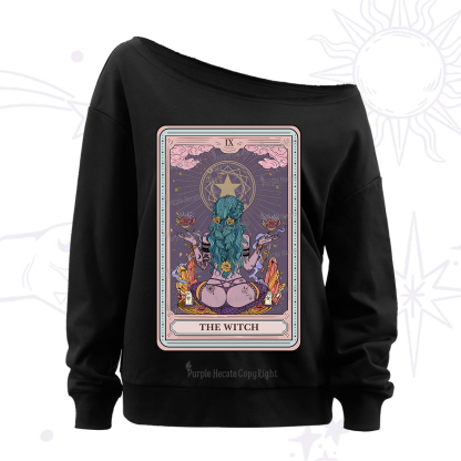 Purplehecate The Witch Tarot Card Off The Shoulder Sweatshirt