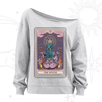 Purplehecate The Witch Tarot Card Off The Shoulder Sweatshirt
