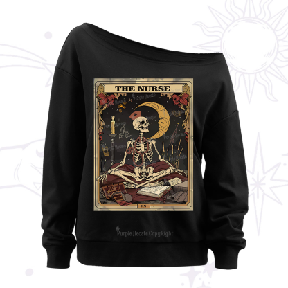 Purplehecate The Nurse Tarot Card Off The Shoulder Sweatshirt
