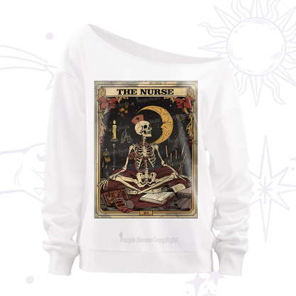 Purplehecate The Nurse Tarot Card Off The Shoulder Sweatshirt