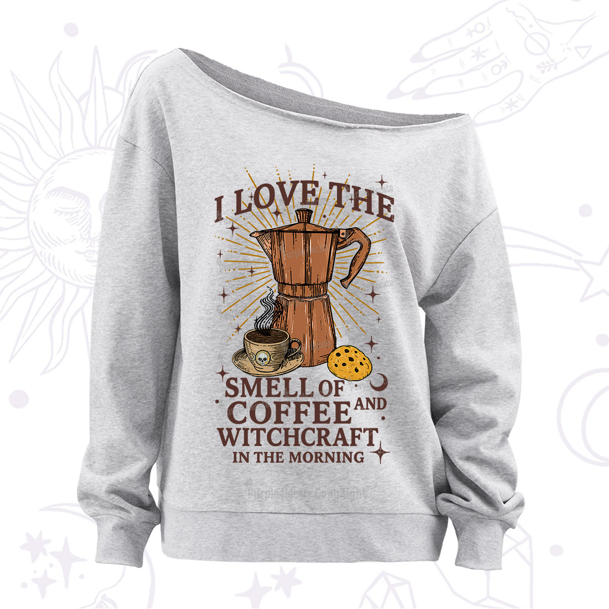 Purplehecate I Love The Smell Of Coffee And Witchcraft In The Morning Off The Shoulder Sweatshirt