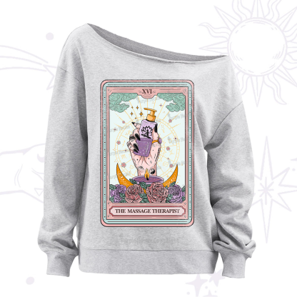 Purplehecate The Massage Therapist Tarot Card Off The Shoulder Sweatshirt