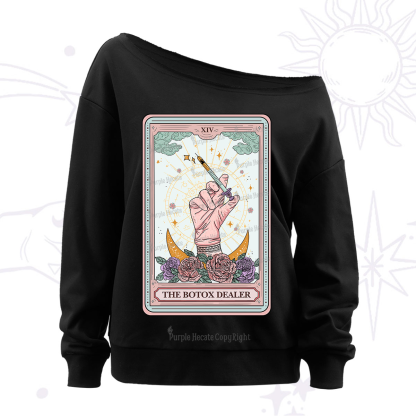 Purplehecate The Botox Dealer Tarot Card Off The Shoulder Sweatshirt