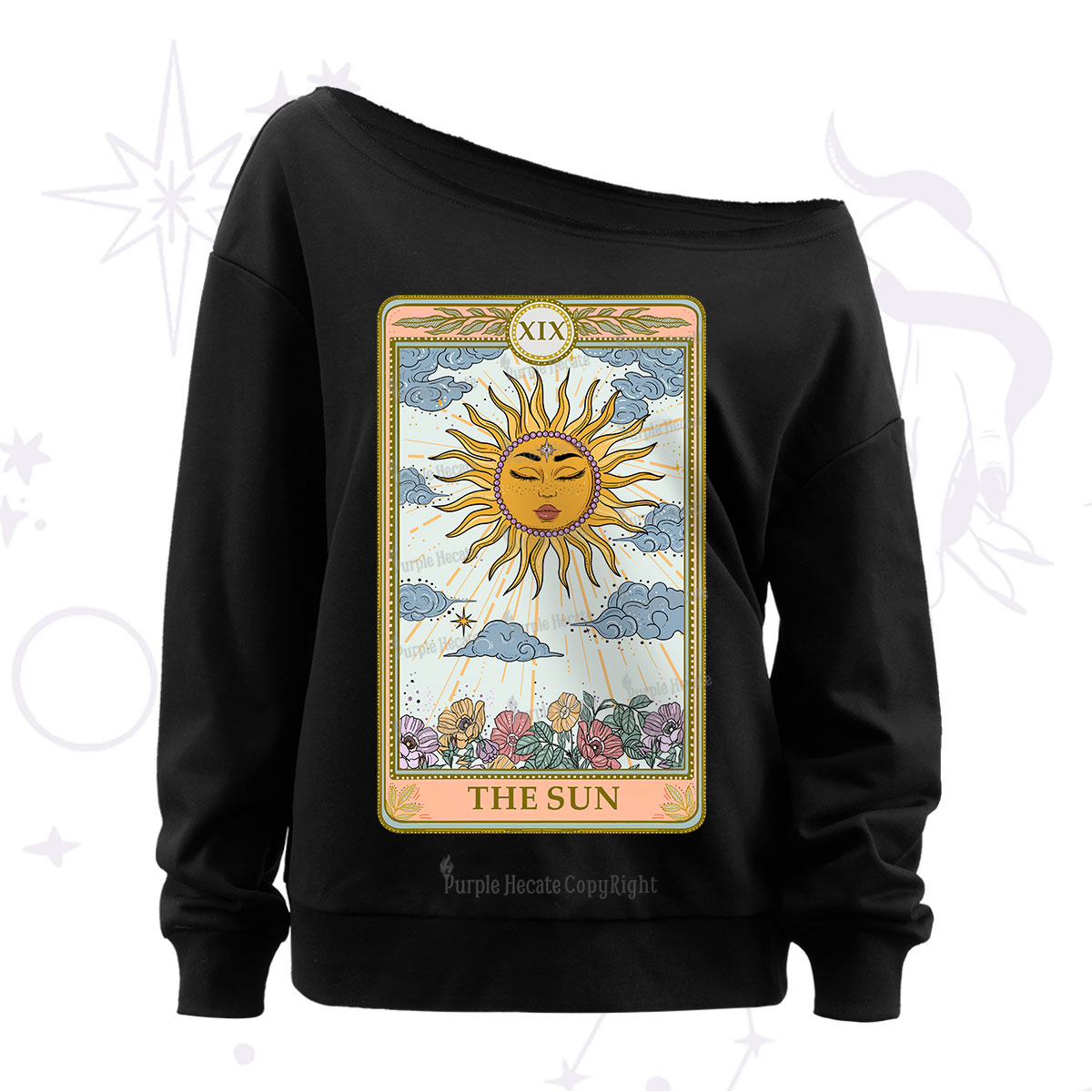 Purplehecate The Sun Tarot Off The Shoulder Sweatshirt