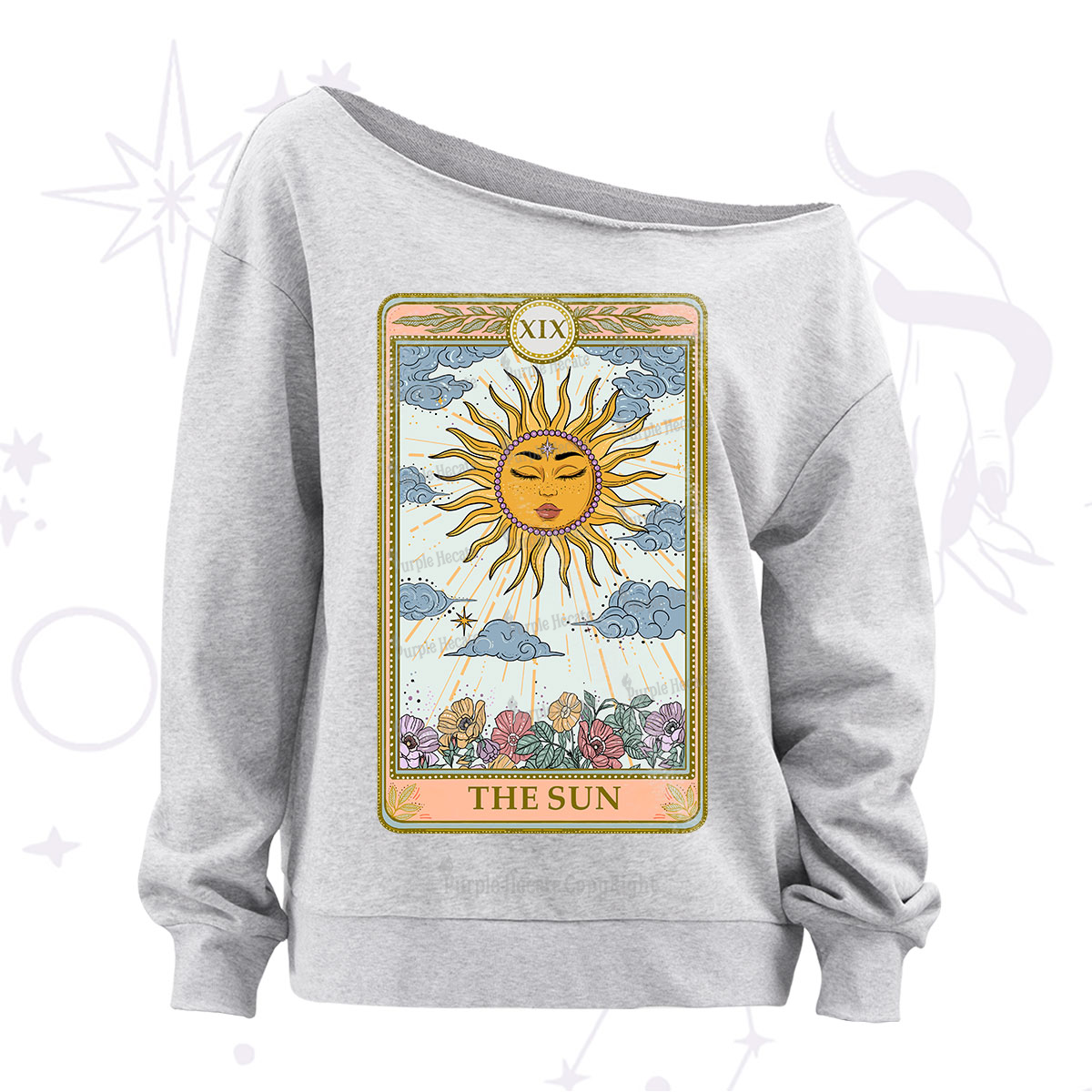 Purplehecate The Sun Tarot Off The Shoulder Sweatshirt