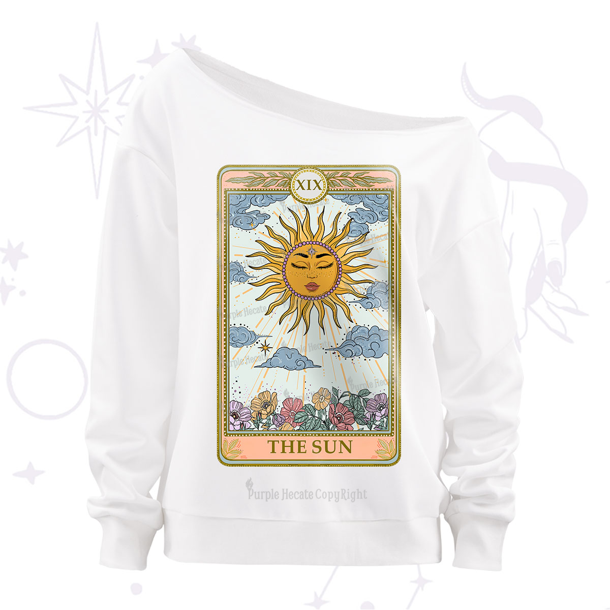 Purplehecate The Sun Tarot Off The Shoulder Sweatshirt