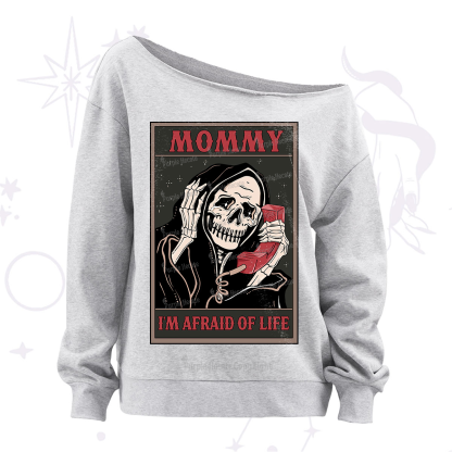Purplehecate The Mommy I'm Afraid Of Life Oracle Card Off The Shoulder Sweatshirt
