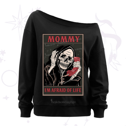 Purplehecate The Mommy I'm Afraid Of Life Oracle Card Off The Shoulder Sweatshirt