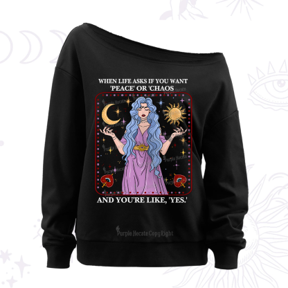 Purplehecate Peace Or Chaos Off The Shoulder Sweatshirt