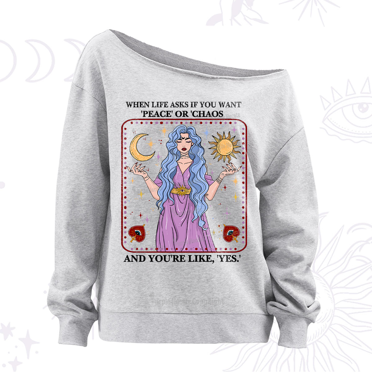 Purplehecate Peace Or Chaos Off The Shoulder Sweatshirt