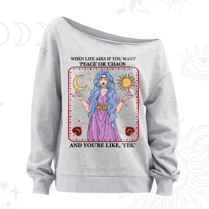 Purplehecate Peace Or Chaos Off The Shoulder Sweatshirt