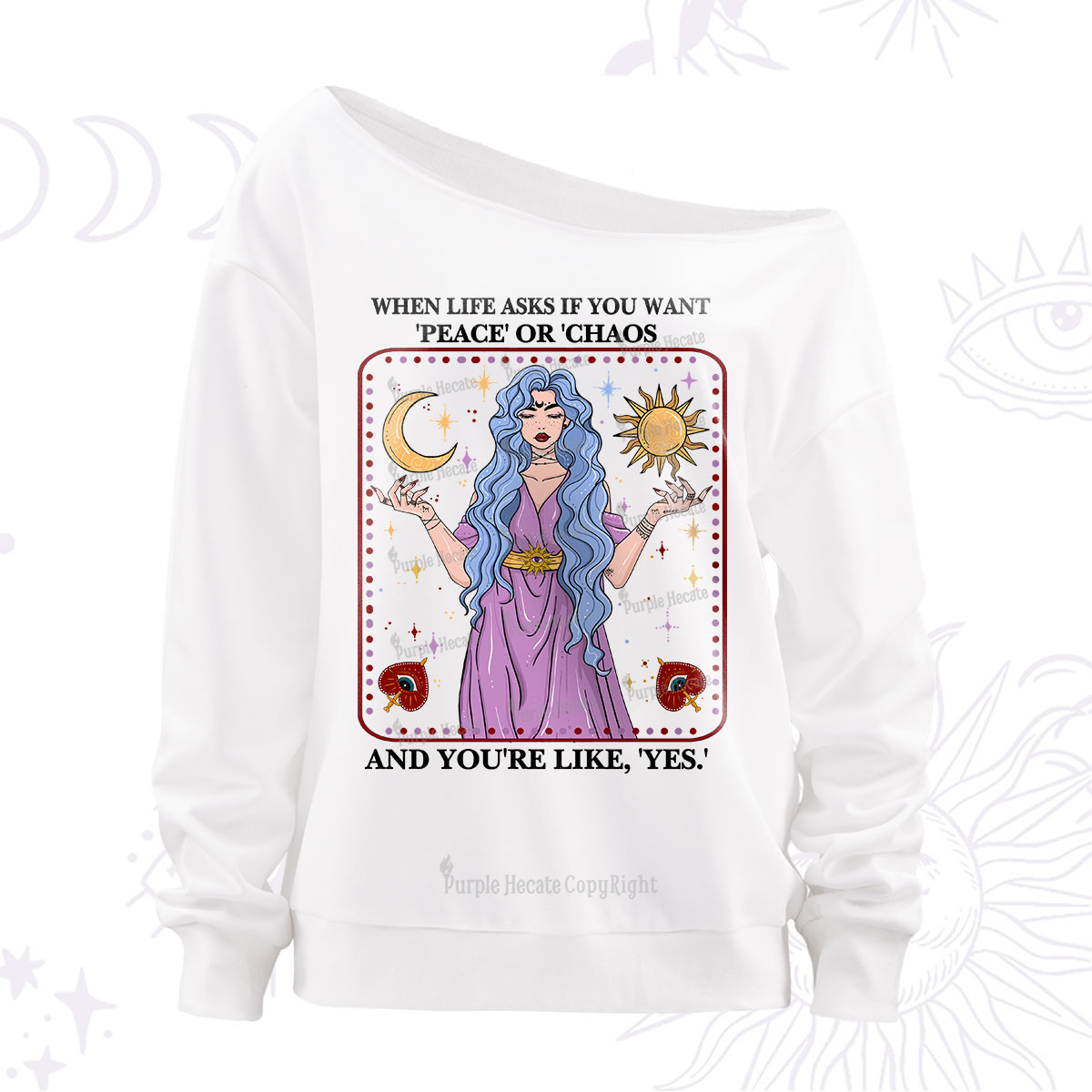 Purplehecate Peace Or Chaos Off The Shoulder Sweatshirt