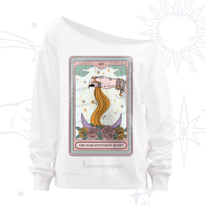 Purplehecate The Hair Extension Queen Tarot Off The Shoulder Sweatshirt