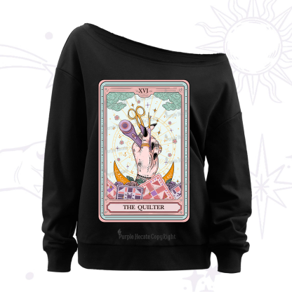 Purplehecate The Quilter Tarot Card Off The Shoulder Sweatshirt