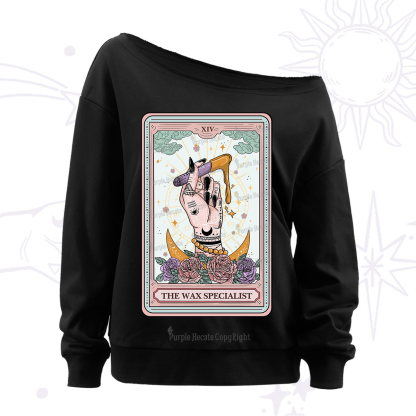 Purplehecate The Wax Specialist Tarot Card Off The Shoulder Sweatshirt