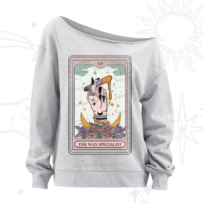 Purplehecate The Wax Specialist Tarot Card Off The Shoulder Sweatshirt