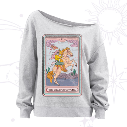 Purplehecate The Skeleton Cowgirl Tarot Off The Shoulder Sweatshirt