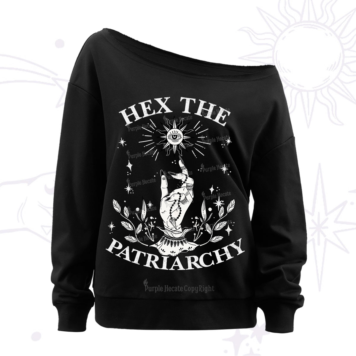 Purplehecate Smash The Patriarchy Off The Shoulder Sweatshirt