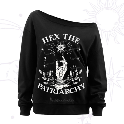 Purplehecate Smash The Patriarchy Off The Shoulder Sweatshirt