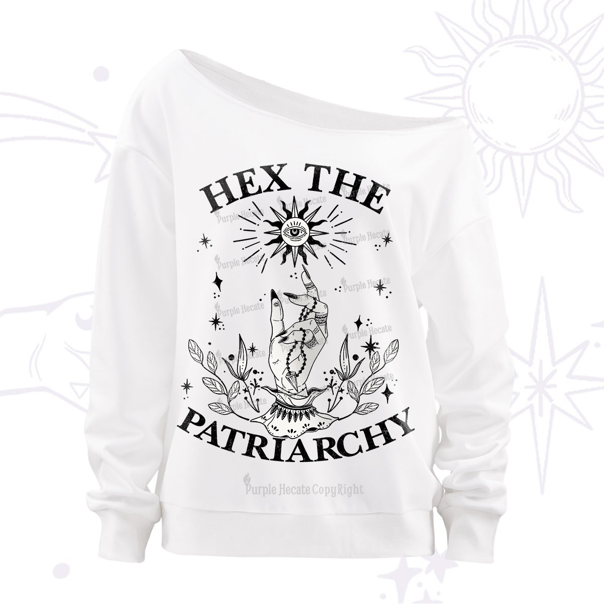 Purplehecate Smash The Patriarchy Off The Shoulder Sweatshirt