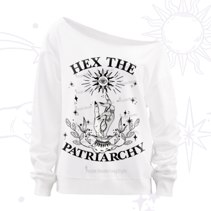 Purplehecate Smash The Patriarchy Off The Shoulder Sweatshirt
