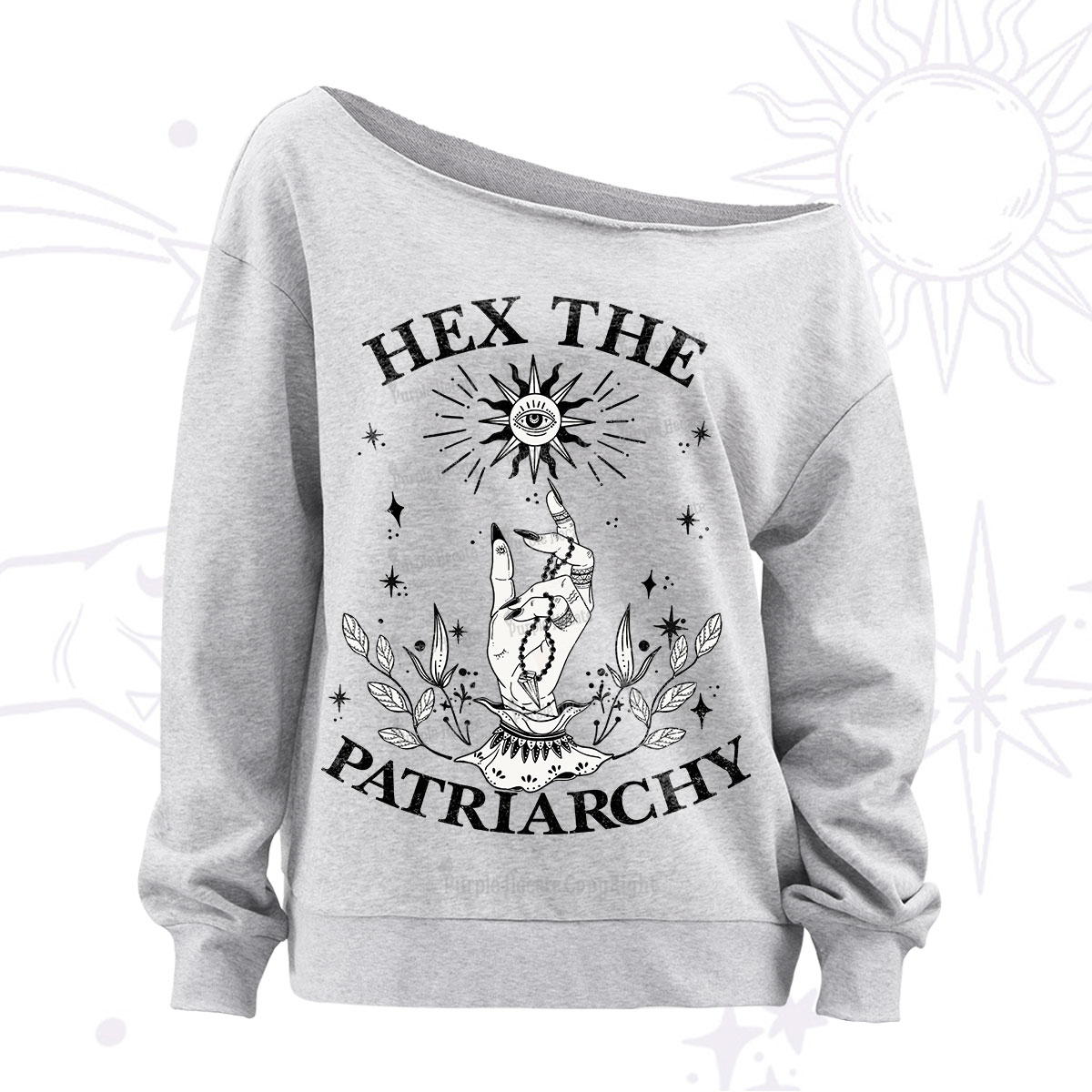 Purplehecate Smash The Patriarchy Off The Shoulder Sweatshirt