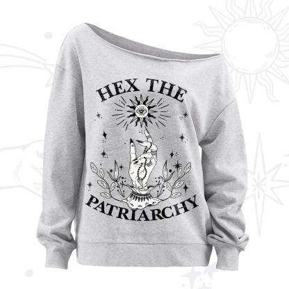 Purplehecate Smash The Patriarchy Off The Shoulder Sweatshirt