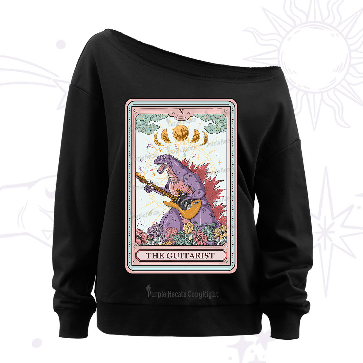 Purplehecate The Guitarist Tarot Off The Shoulder Sweatshirt
