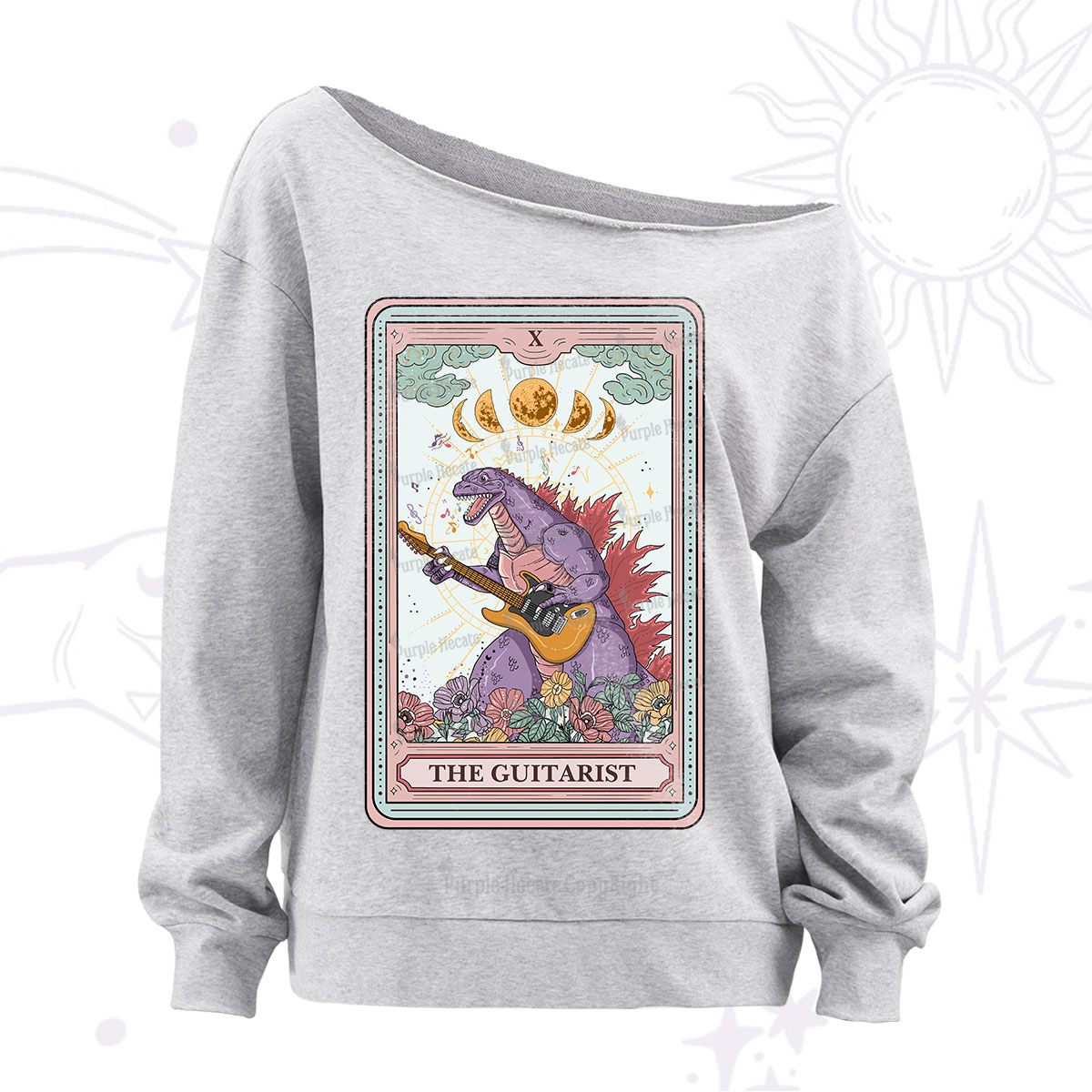 Purplehecate The Guitarist Tarot Off The Shoulder Sweatshirt