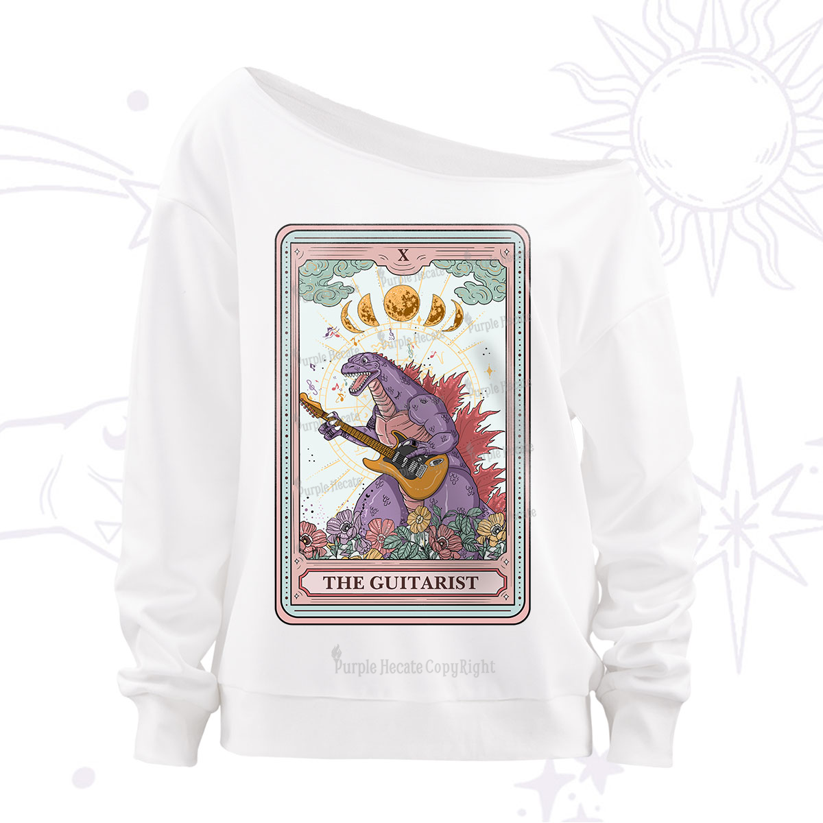 Purplehecate The Guitarist Tarot Off The Shoulder Sweatshirt