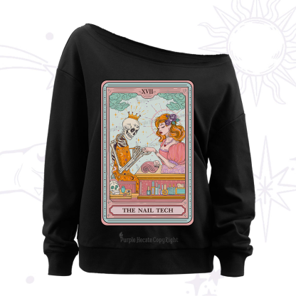 Purplehecate The Nail Tech Life Tarot Off The Shoulder Sweatshirt