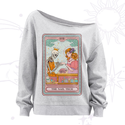 Purplehecate The Nail Tech Life Tarot Off The Shoulder Sweatshirt