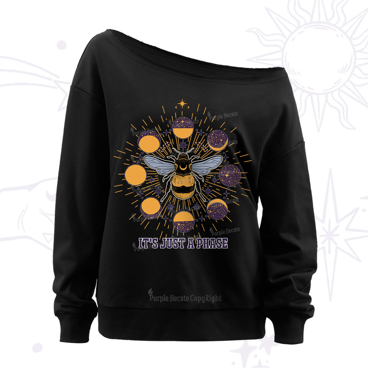 Purplehecate It's Just a Moon Bee Phase Off The Shoulder Sweatshirt