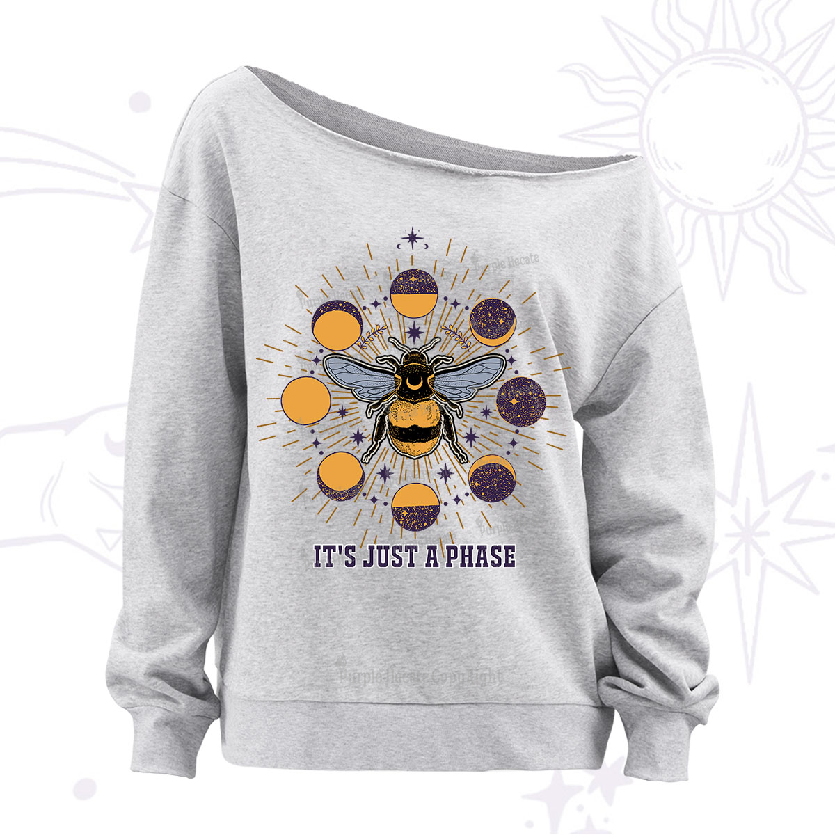 Purplehecate It's Just a Moon Bee Phase Off The Shoulder Sweatshirt