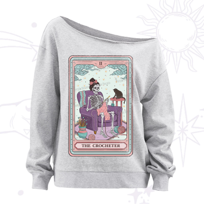 Purplehecate The Crocheter Tarot Off The Shoulder Sweatshirt
