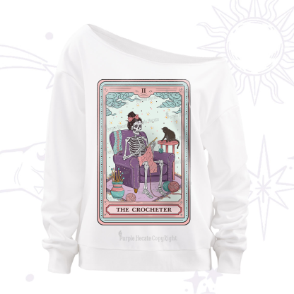 Purplehecate The Crocheter Tarot Off The Shoulder Sweatshirt