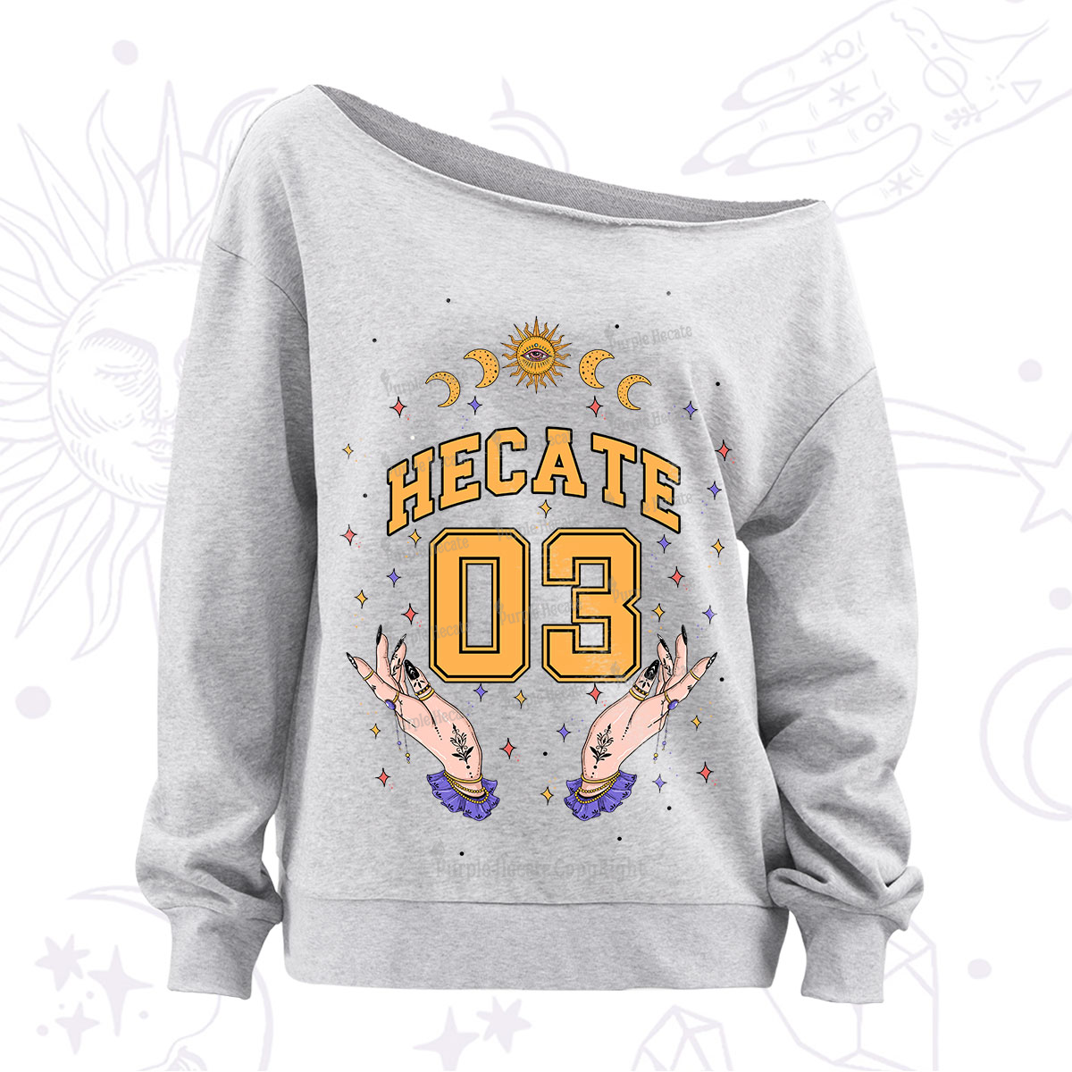 Purplehecate Hecate Moonlight Sorcery Off The Shoulder Sweatshirt