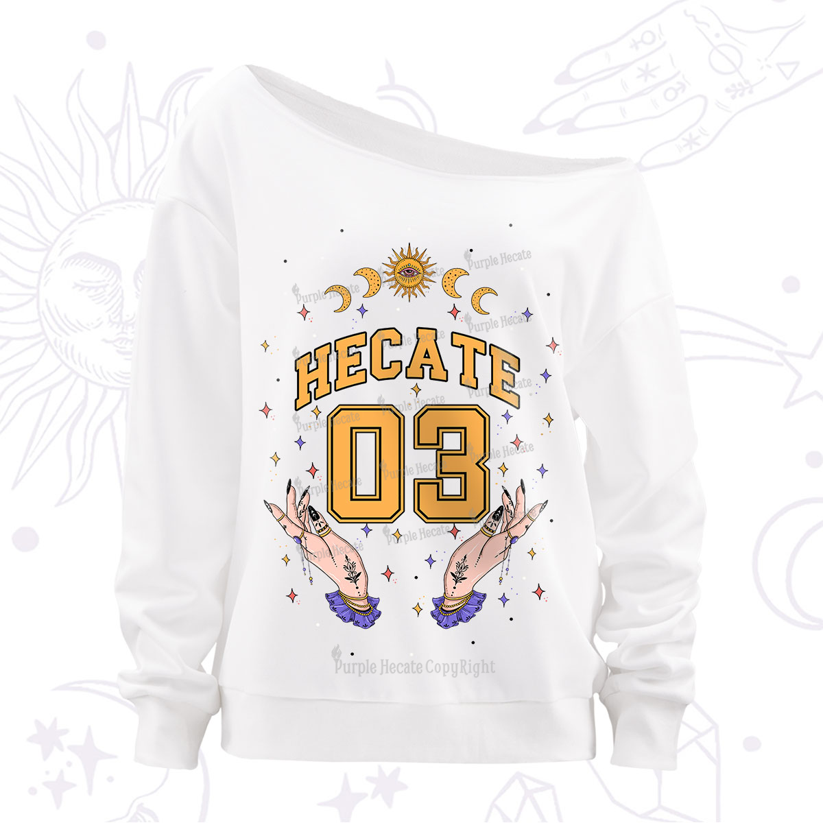 Purplehecate Hecate Moonlight Sorcery Off The Shoulder Sweatshirt
