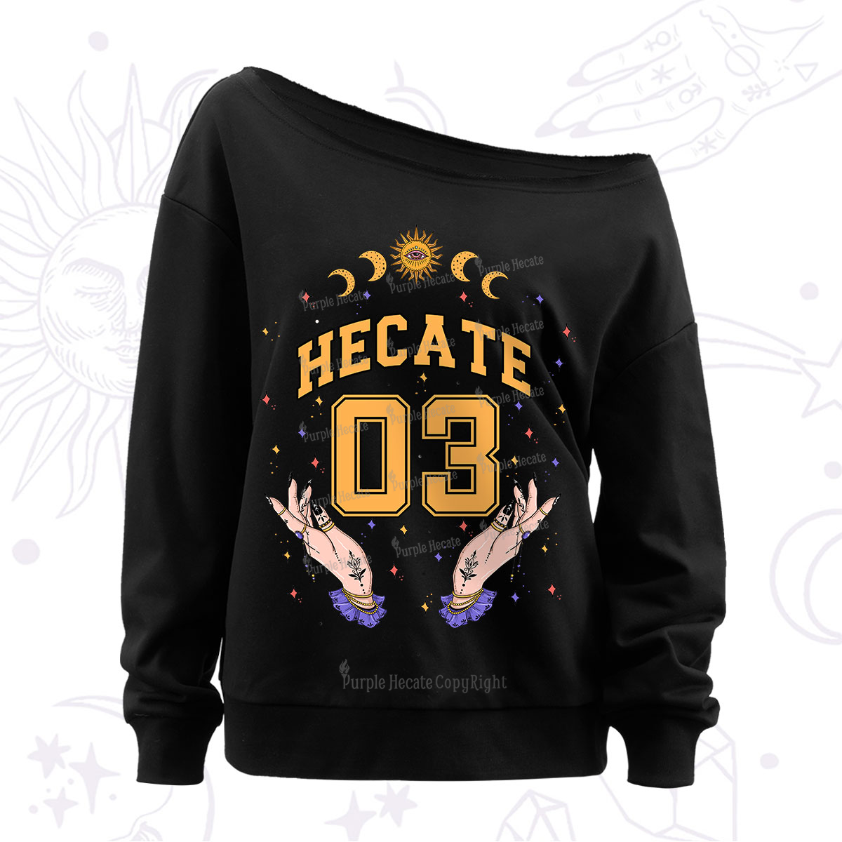 Purplehecate Hecate Moonlight Sorcery Off The Shoulder Sweatshirt