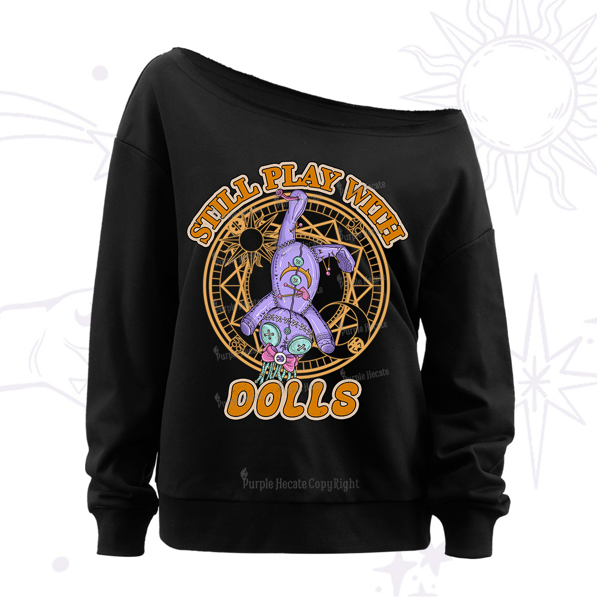 Purplehecate Still Plays With Dolls Off The Shoulder Sweatshirt